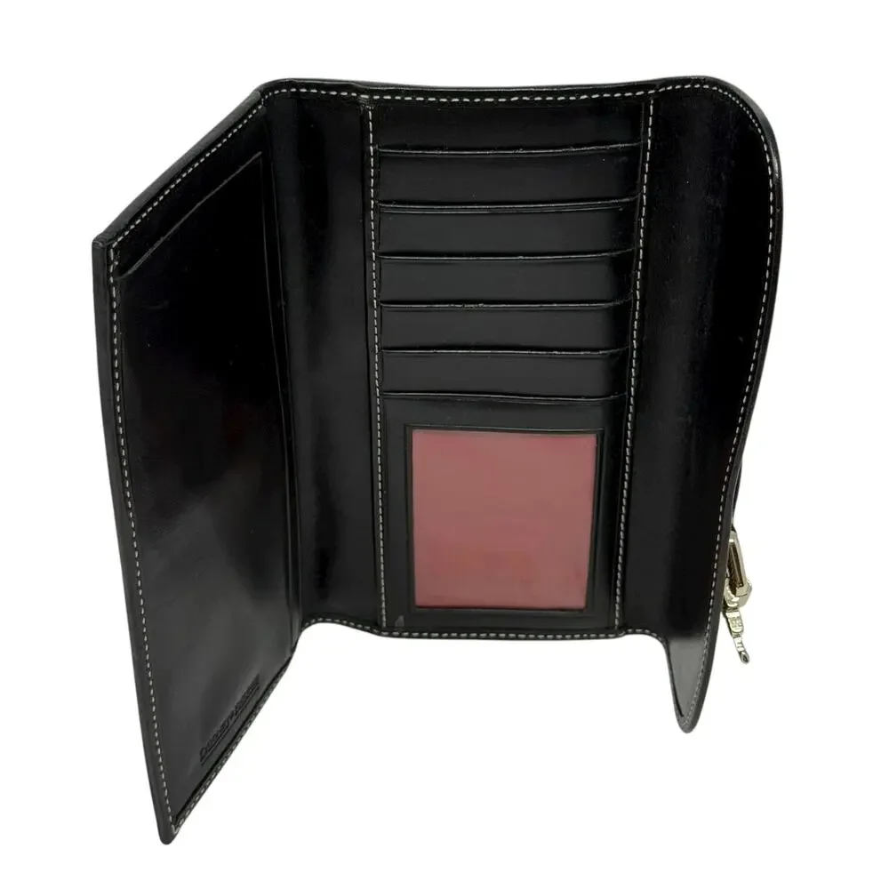 Vintage Dooney & Bourke Black DB Monogram Logo Lock Wallet‎ Organizer Clutch